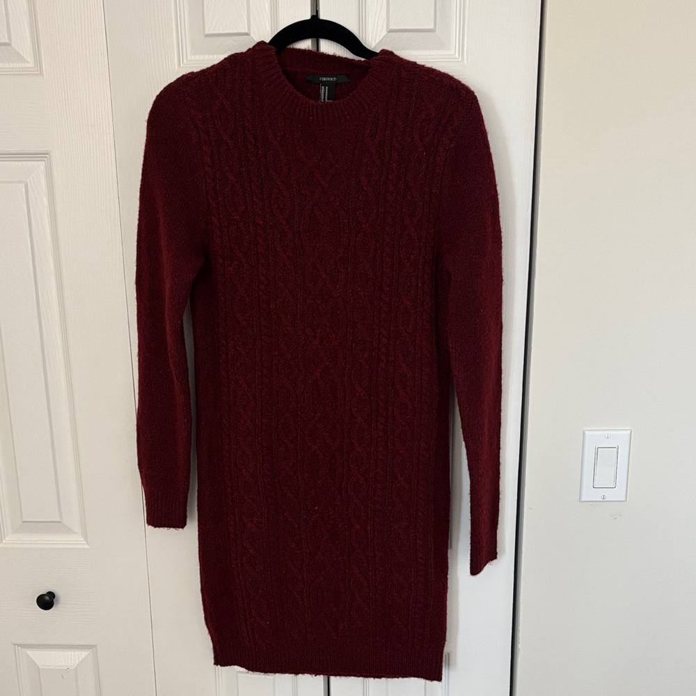 Forever 21 Deep Red Long Sleeve Dress
